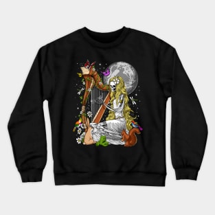 Hippie Skeleton Harp Player Crewneck Sweatshirt